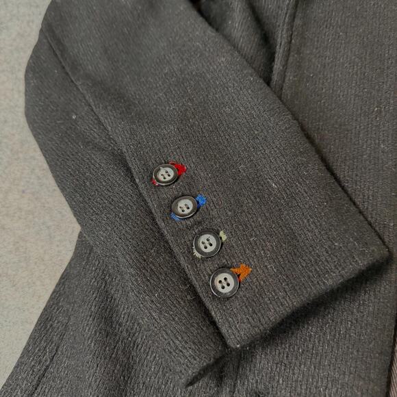 Black Rivet Pea Coat Mens Wool Blend Button Front Layered Warm Lined Size Small - Picture 9 of 13